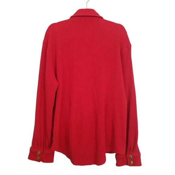 J Crew Waffle Knit Shacket Cotton Stretch Snap Shirt Jacket Womens Size Large - Picture 7 of 11